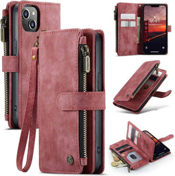 Caseme - Geschikt voor iPhone 14 - Portemonnee hoes - Rood