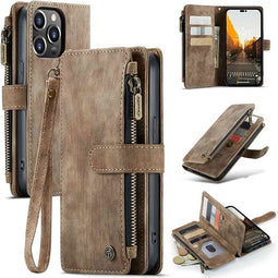 Caseme - Geschikt voor iPhone 14 Pro Max - Portemonnee hoes - Bruin