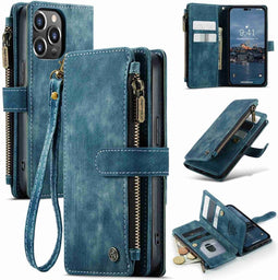 Caseme - Geschikt voor iPhone 14 Pro - Portemonnee hoes - Blauw