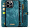 Caseme - Geschikt voor iPhone 14 Pro - Vintage 2 in 1 portemonnee hoes - Blauw