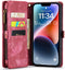 Caseme - Geschikt voor iPhone 14 - Vintage 2 in 1 portemonnee hoes - Rood