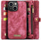 Caseme - Geschikt voor iPhone 14 - Vintage 2 in 1 portemonnee hoes - Rood
