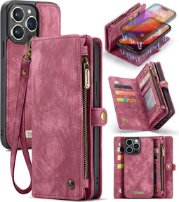 Caseme Geschikt voor iPhone 16 Pro hoesje - Vintage 2 in 1 portemonnee - Rood