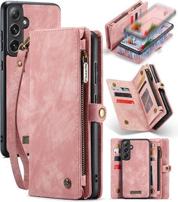 Caseme Geschikt voor Samsung Galaxy S24 hoes - Vintage 2 in 1 portemonnee - Lichtroze