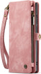 Caseme Geschikt voor Samsung Galaxy S24 Ultra hoes - Vintage 2 in 1 portemonnee - Lichtroze