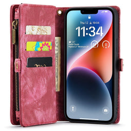 Caseme - iPhone 15 Pro Max - Vintage 2 in 1 portemonnee hoes - Rood