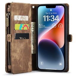 Caseme - iPhone 15 Pro - Vintage 2 in 1 portemonnee hoes - Bruin