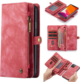 Caseme - vintage 2 in 1 portemonnee hoes - Geschikt voor iPhone 11 Pro - Rood