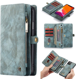 Caseme - vintage 2 in 1 portemonnee hoes - Geschikt voor iPhone 11 Pro - Blauw