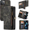 Caseme - vintage 2 in 1 portemonnee hoes - Geschikt voor iPhone 13 - Zwart