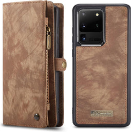 Caseme - vintage 2 in 1 portemonnee hoes - Geschikt voor Samsung Galaxy S20 Ultra - Bruin