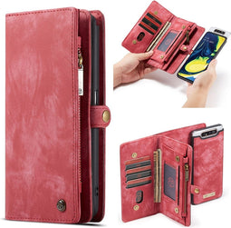Caseme - vintage 2 in 1 portemonnee hoes - Geschikt voor Samsung Galaxy A80 - Rood