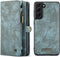 Caseme - Vintage 2 in 1 portemonnee hoes - Geschikt voor Samsung Galaxy S21 FE - Blauw