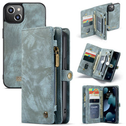 Caseme - vintage 2 in 1 portemonnee hoes - iPhone 13 - Blauw