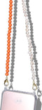 Casetastic lanyard telefoonkoord gemaakt met echte Zoetzeeparels en kralen - Stevige duurzame haak - 125cm - Oranje