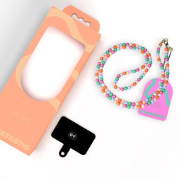 Casetastic lanyard telefoonkoord gemaakt met kralen - Stevige duurzame haak - 125cm - Meerkleurig