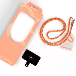 Casetastic lanyard telefoonkoord gemaakt met kralen - Stevige duurzame haak - 125cm - Oranje