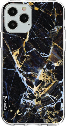 Casetastic Softcover Apple iPhone 12 / 12 Pro - Zwart - Goud Marble