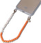 Casetastic telefoonkoord gemaakt met echte Zoetzeeparels en kralen - Stevige duurzame haak - 30cm - Oranje