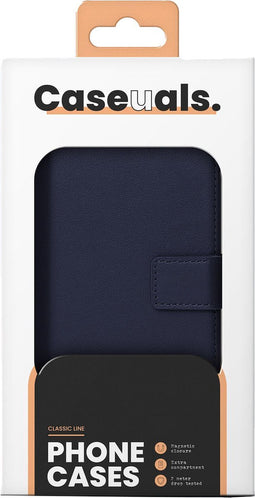 Caseuals Echt Lederen Portemonnee/Boekhoesje - Krachtige magneetsluiting - geschikt voor Apple iPhone 14 - Blauw