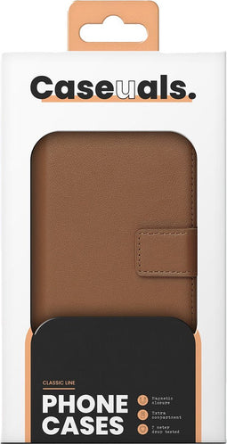 Caseuals Echt Lederen Portemonnee/Boekhoesje - Krachtige magneetsluiting - geschikt voor Apple iPhone SE(22-20)/8/7/6(s) - Bruin