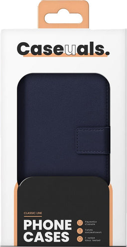 Caseuals Echt Lederen Portemonnee/Boekhoesje - Krachtige magneetsluiting - geschikt voor Apple iPhone SE(22-20)/8/7/6(s) - Blauw