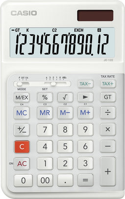 Casio JE-12E - Ergonomische bureaurekenmachine met innovatief traptoetsenbord voor rechtshandigen