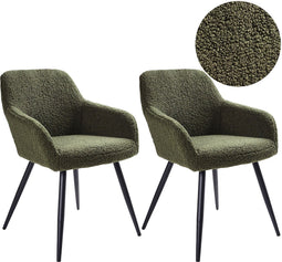 CASMALIA - Eetkamerstoel set van 2 - Groen - Bouclé