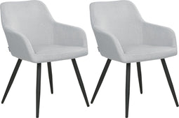 CASMALIA - Eetkamerstoel set van 2 - Lichtgrijs - Fluweel