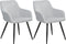 CASMALIA - Eetkamerstoel set van 2 - Lichtgrijs - Fluweel