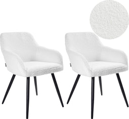 CASMALIA - Eetkamerstoel set van 2 - Off-white - Bouclé