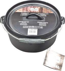 Cast Iron - Dutch Oven - Zwart - 25x25x11cm - 4L - Gietijzer - Barbecue Pan - Vuurpot