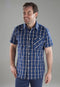 Casual shirt, korte mouw, ruitjesmotief, diverse kleuren, maat 41/42