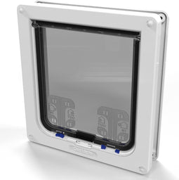 Cat Mate Kattenluik - Groot Kattenluik met 4-standen vergrendeling - 25,2 cm x 23,5 cm - UPVC/Metalen Deur, Muur, Houten Deur - Wit 221W