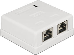 CAT6 Gigabit netwerk uitvoerdoos/montagedoos met 2 RJ45 poorten - afgeschermd - tool-free / wit