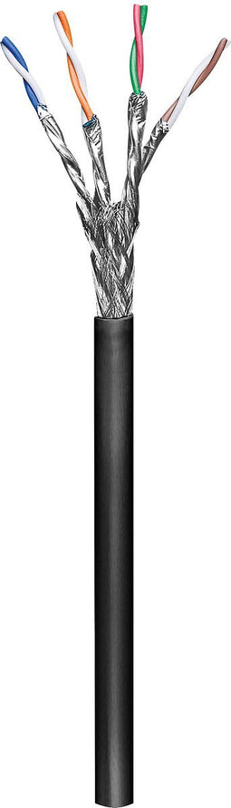 CAT6 S/FTP 100 meter buitenkabel op rol soepel zwart CCA - netwerkkabel