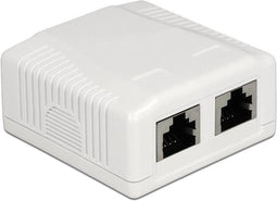 CAT6a Gigabit netwerk uitvoerdoos/montagedoos met 2 RJ45 poorten - afgeschermd / wit