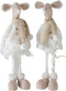 J-Line figuur Muis Staand Deco - textiel - wit/beige - large - 2 stuks