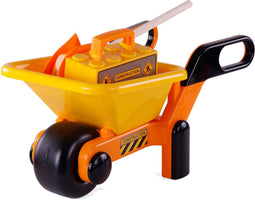 Cavallino Toys Cavallino Kruiwagen Geel met Gereedschap en Helm, 6dlg.