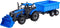 Cavallino Toys Cavallino Tractor met Lader en Aanhang Kiepwagen Blauw, Schaal 1:32