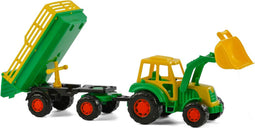 Cavallino Tractor met Voorlader en Aanhanger Groen