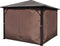 vidaXL - Prieel - met - gordijn - 400x300 - cm - aluminium - bruin