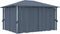 vidaXL - Prieel - met - gordijn - LED-lichtslinger - 4x3 - m - aluminium - antraciet
