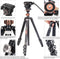 Cayer - AF2451 Professionele Video Statief Kit - 67 Inch - H4 Fluid Kop - Afneembare Monopod
