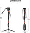 Cayer FP34DV Monopod - Professionele Aluminium Monopod met Vloeistofkop - Maximaal 71 Inch Hoog