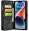 Caseme - Geschikt voor iPhone 15 Pro Max - Vintage 2 in 1 portemonnee hoes - Zwart