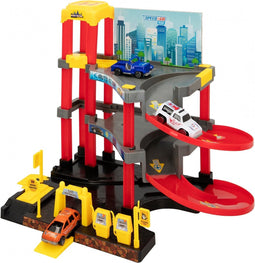 CB Toys Speelgoed Garage met 3 Autootjes - Racebaan - Parkeergarage - Autogarage - Autobaan - Met verdiepingen - Met lift