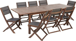 CESANA - Tuinset voor 8 - Donkere houtkleur - Acaciahout