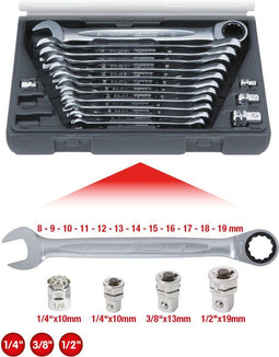 KS Tools 503.4266 Ring-steeksleutelset 16-delig Sleutelbreedte (metrisch) 19 mm