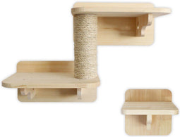 LBB Katten klimmuur - Wand - Incl. 3 muurplanken en 1 krabpaal - Draagkracht 12 kg (1 set)